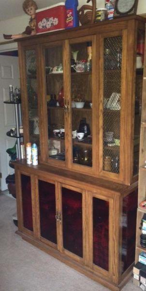 vintage wooden china cabinet