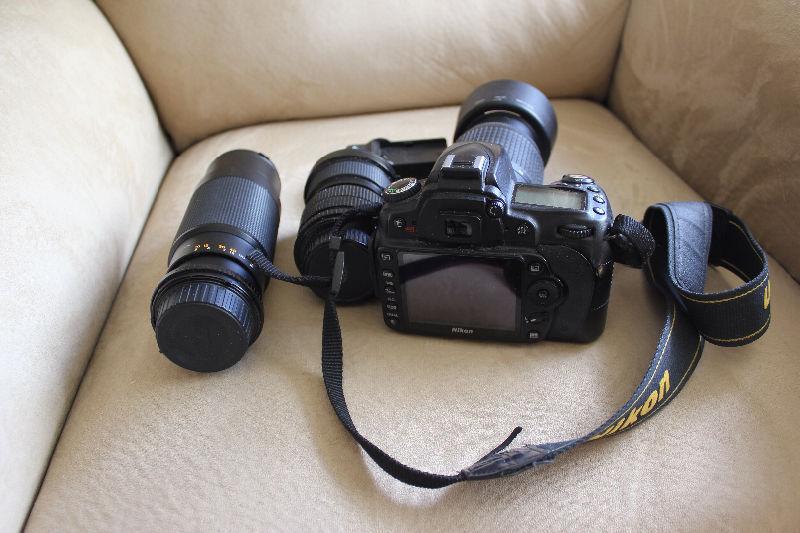 Nikon D90. 3 lenses & charger. 35mm Nikon EM
