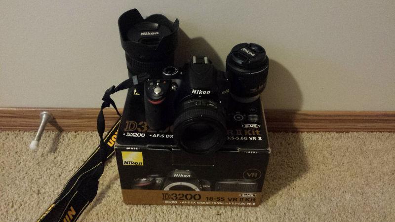 Nikon D3200 with 3 Lenses $500!