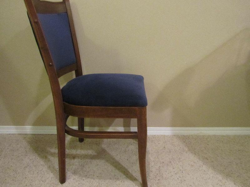 4 Solid Wood Chairs with blue valour fabric