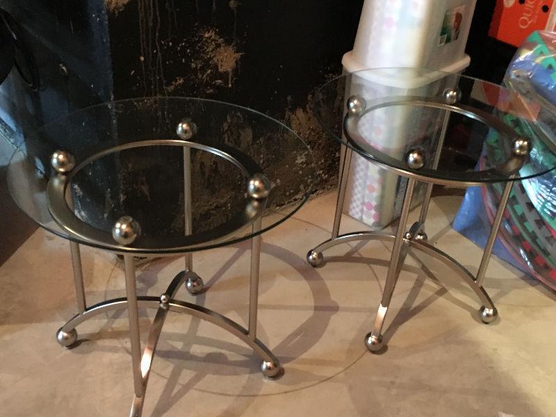 glass and metal coffee and end tables