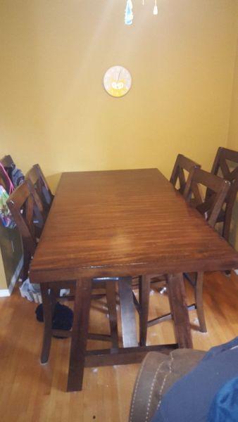 Adara Counter Height Dining Table w 6 Chairs and 2 Leaves