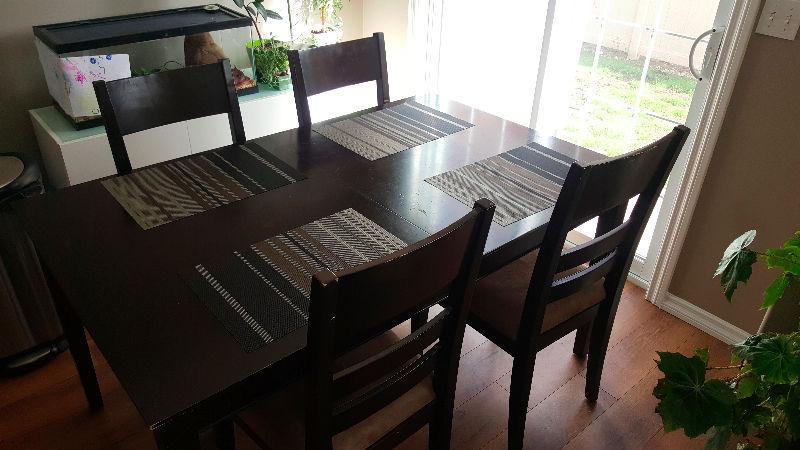 Solid Wood Table + Leaf + 6 Chairs