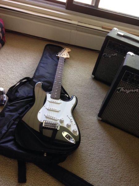 Fender electric guitar with Traynor amplifier