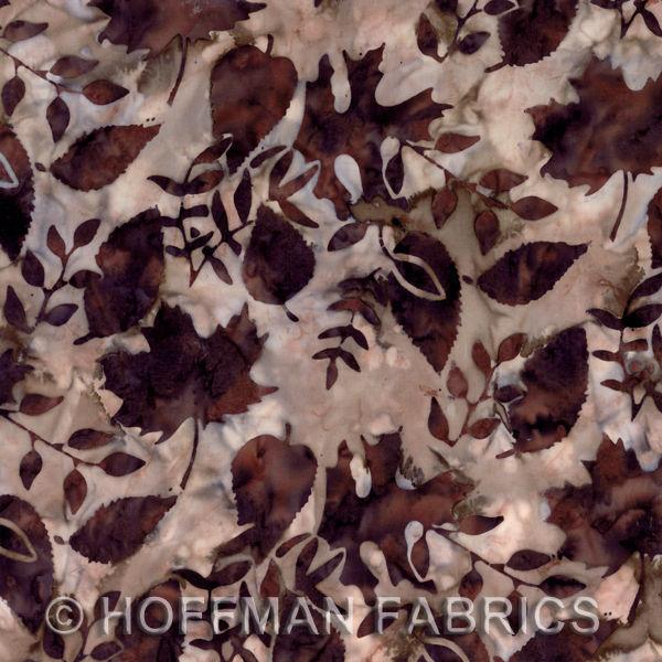 Sewing Fabric - Batik Antique Tan Fall Leaves/Hoffman California