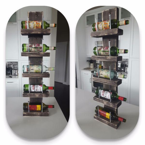 Rustic meets Industrial wall mount wine rack