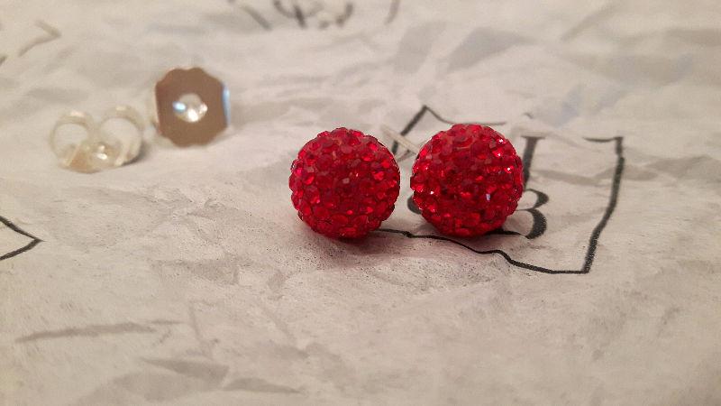 $45 · Hillberg & Berk Red Sparkle Ball Earrings NEVER WORN