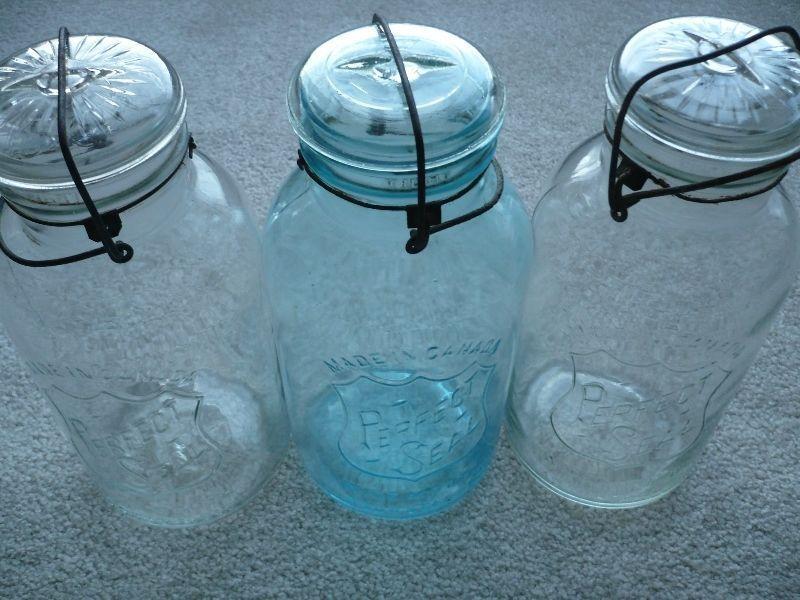 LARGE Perfect Seal Wide Mouth 2 Quart Glass Jars or Sealers