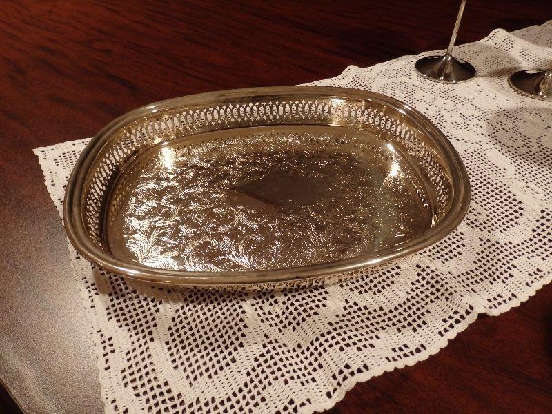 Silver-plate Tray (dresser scarf negotiable)