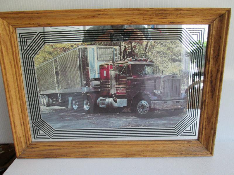 tractor trailer with mirror background
