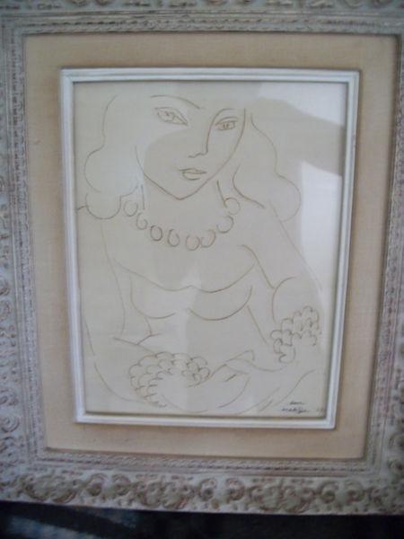 Andre Matise line drawing 3/50 signed/ Bonsai/ Ivory