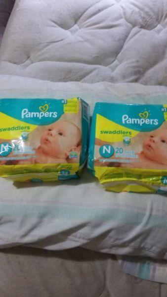 Pampers swaddlers for sale. 2 packs of 20 each . *newborn size