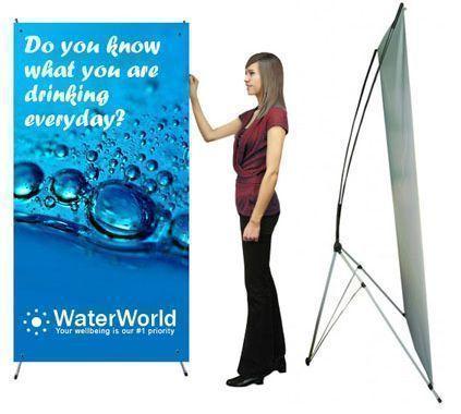 Folding X-stand banner stands for marketing and advertising
