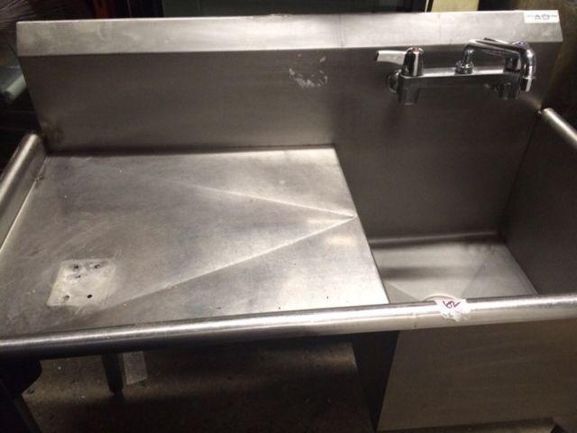 Stainless steel single sink with side extension! Study commerica