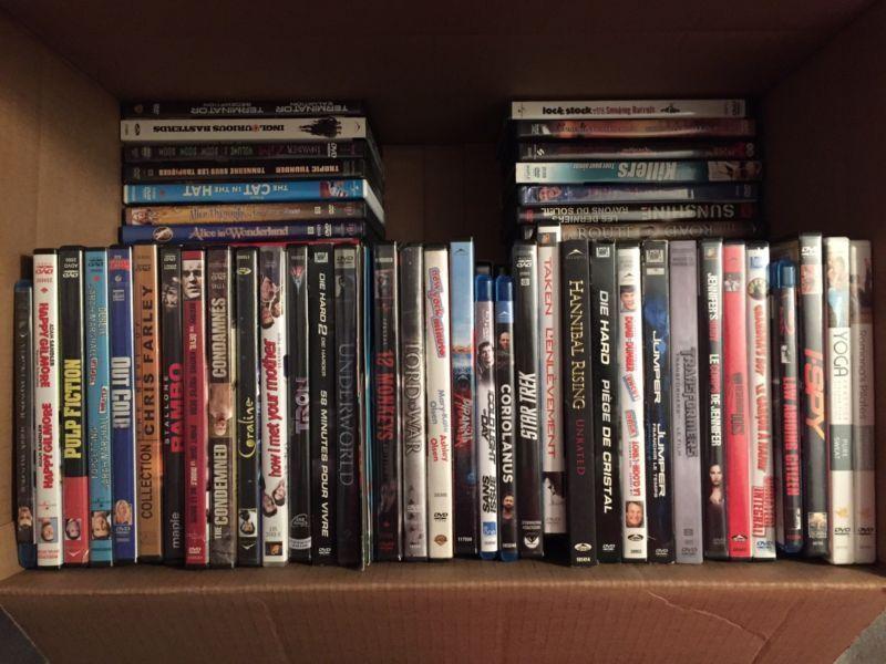 77 DVDs, 4 Blurays, Movie shelf