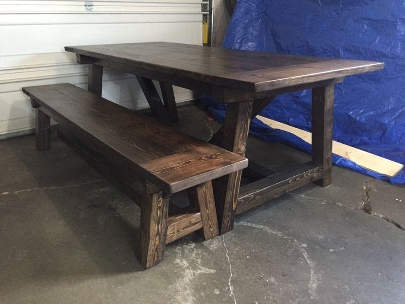 Rustic Handmade Farmhouse Table and Bench