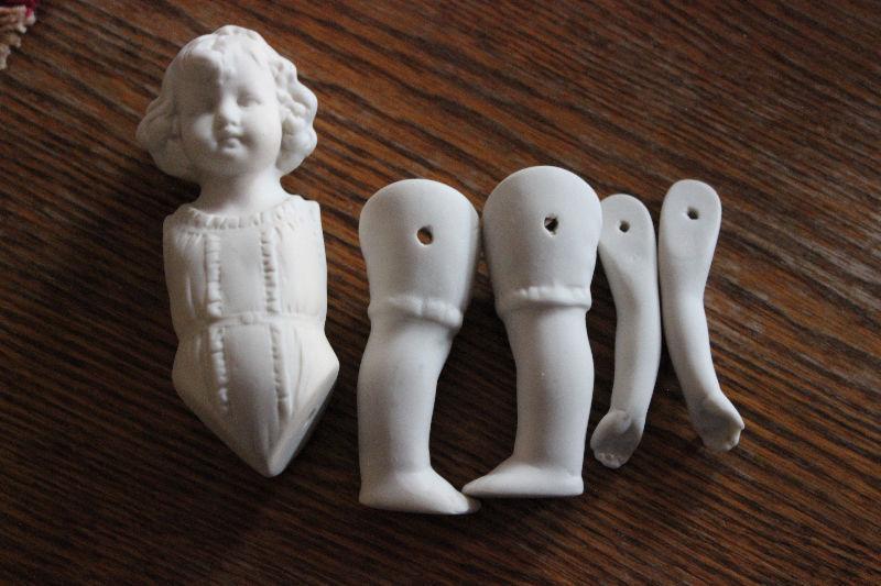 Raw porcelain doll parts