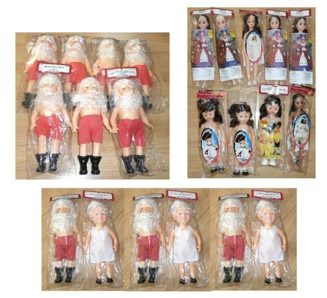 ALL CRAFT DOLLS SHOWN IN PICTURE. SANTA'S, MRS CLAUS, ETC
