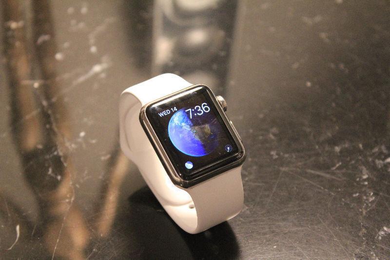 Apple Watch (Stainless Steel Body) with Apple White Band