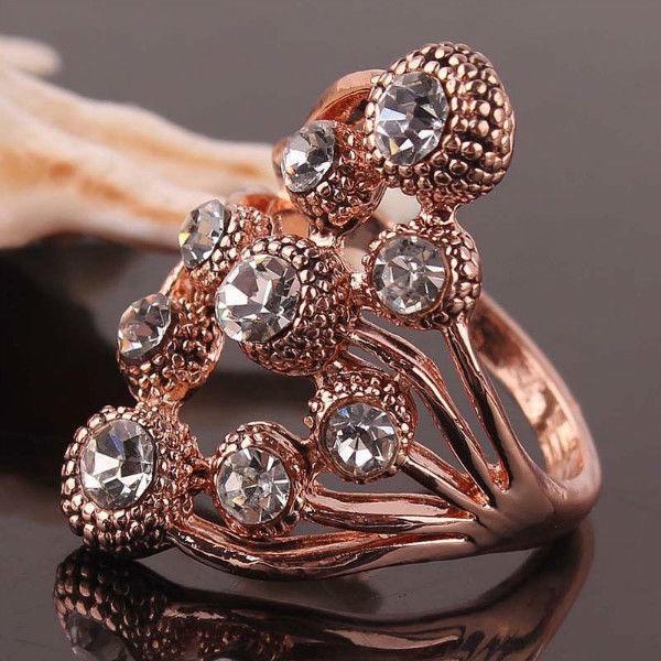 14k Rose Gold Filled White Sapphire Austrian Crystals 7.5 Ring