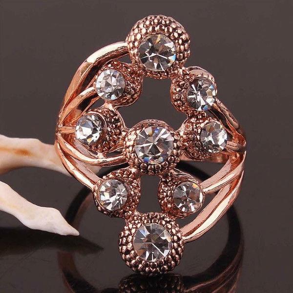 14k Rose Gold Filled White Sapphire Austrian Crystals 7.5 Ring