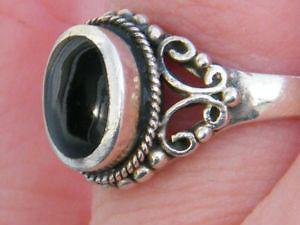 VINTAGE BLACK ONYX TWISTED ROPE OPEN SWIRL DESIGN RING