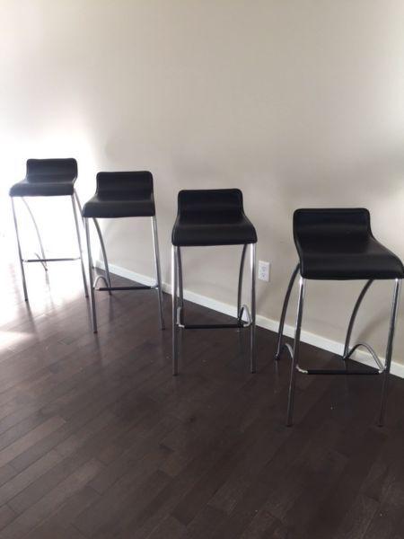 4 low back leather seat stools