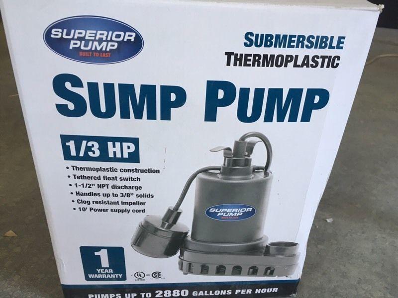 Superior Pump 1/3hp (Brand New Sump Pump) - $70 Moving sale