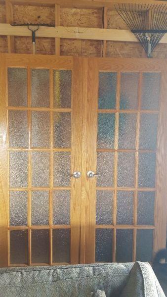 Solid Oak, Frosted Glass French Doors