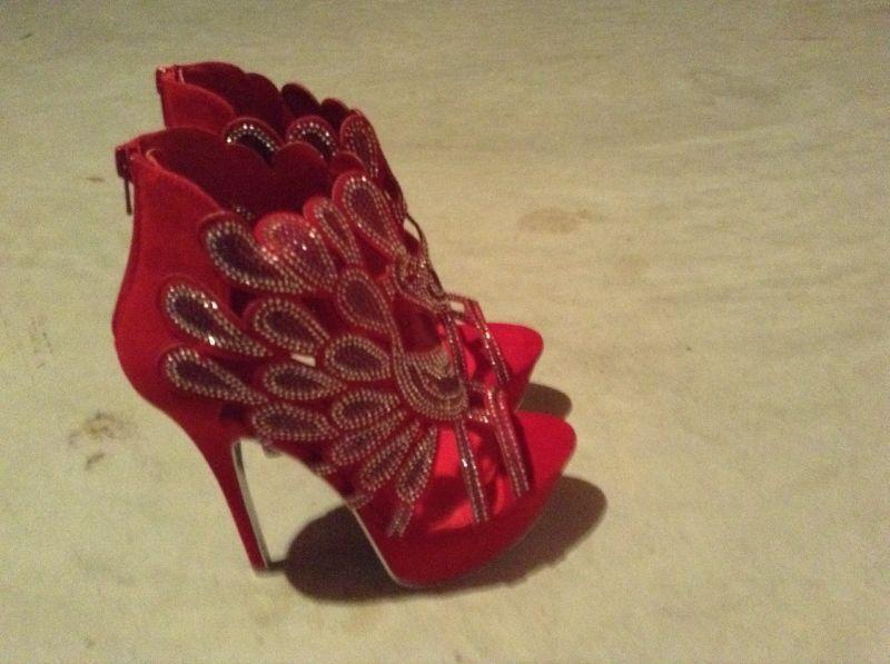 Brand new red sparkling high heels, elegant,size 8.5
