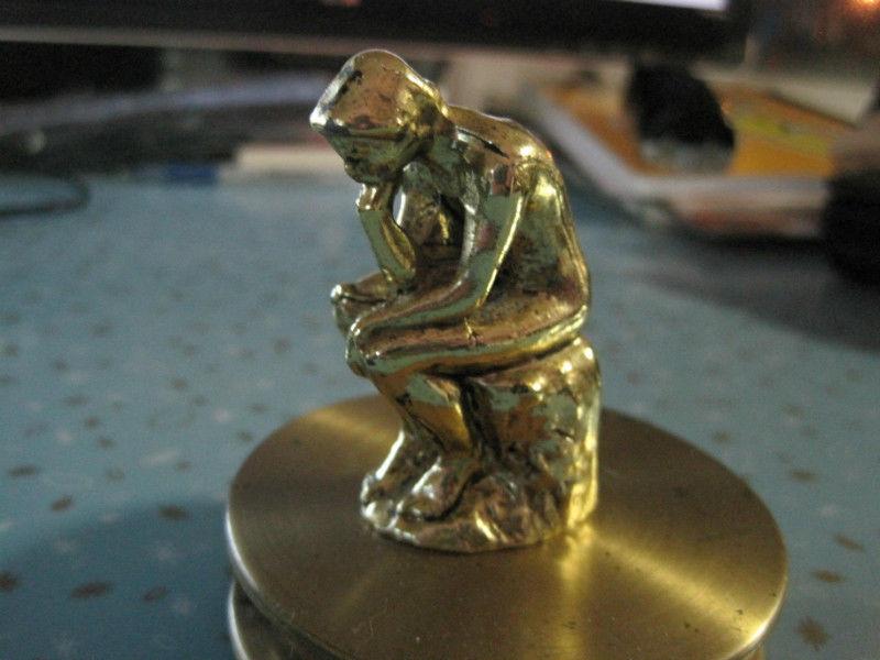 The Thinker Solid Brass Desk Paperweight and Magniying Glass