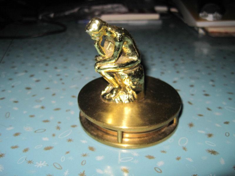 The Thinker Solid Brass Desk Paperweight and Magniying Glass