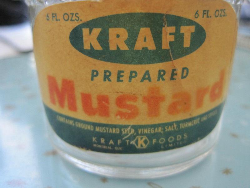 Vintage Old Glass Jar Kraft Mustard Red Ball Jar