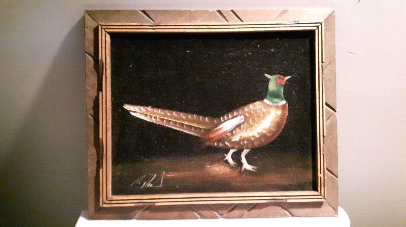 Vintage Velvet Painting of Pheasant