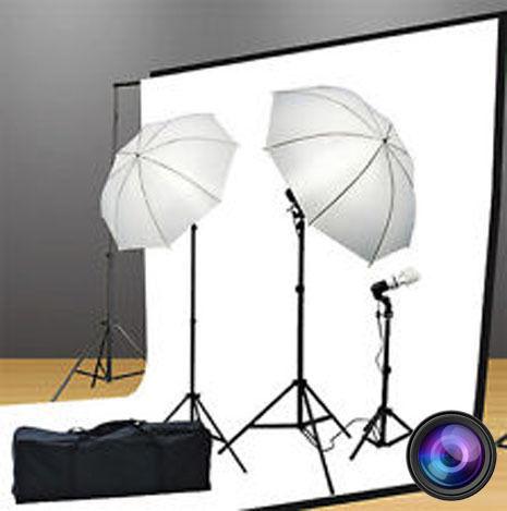 3-Point Photography Lighting Starter Kit w/ Backdrop Kit