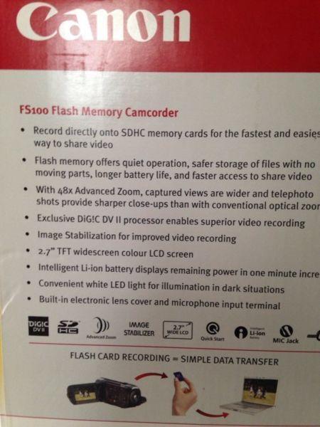 Brand new canon FS 100 flash memory camcorder