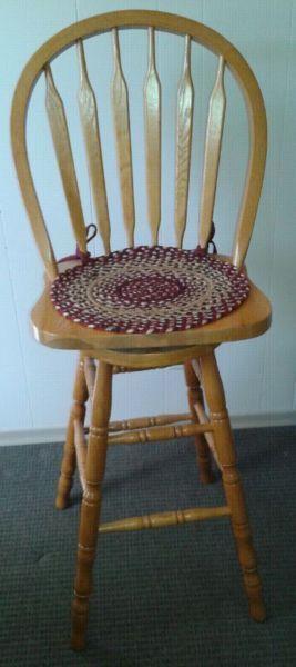 3 oak bar stool chairs