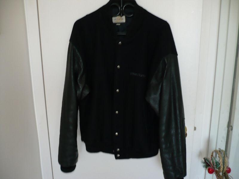Black Harman/Kardon Melton & Leather College Style Large Jacket