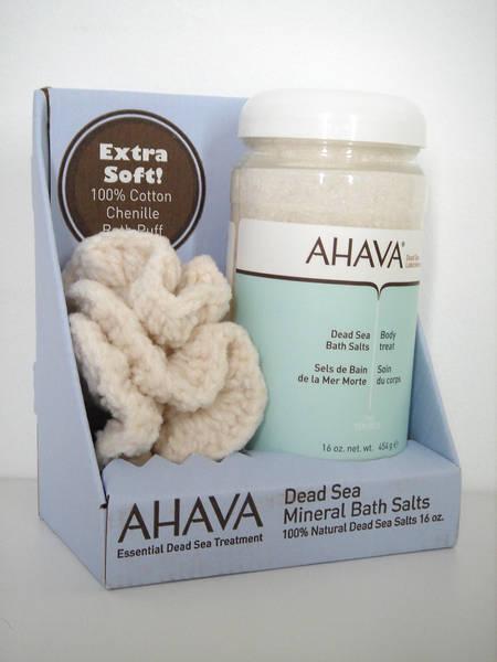 AHAVA - Dead Sea Bath Salts with Bath Puff Set