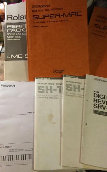 7 Rare Roland Manual:SRV-2000,SH-101,U-20,Super-MRC MC500,MRP500