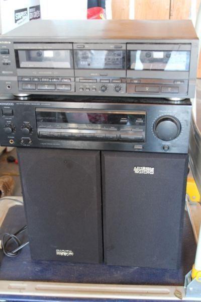 Stereo AM/FM Receiver,Double Cassette Deck, Speakers, Wires