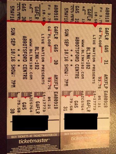 (2) Blink 182 GA Floor Tickets