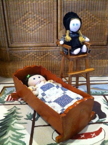 Vintage Pine Doll Cradle