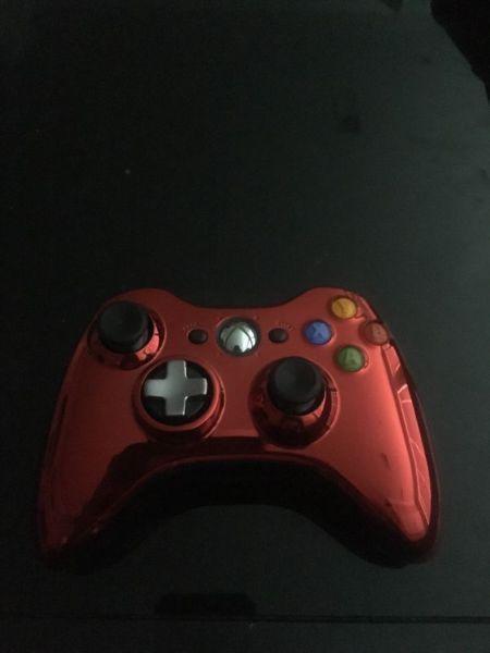 Xbox 360 Red Chrome Controller + Charging Station