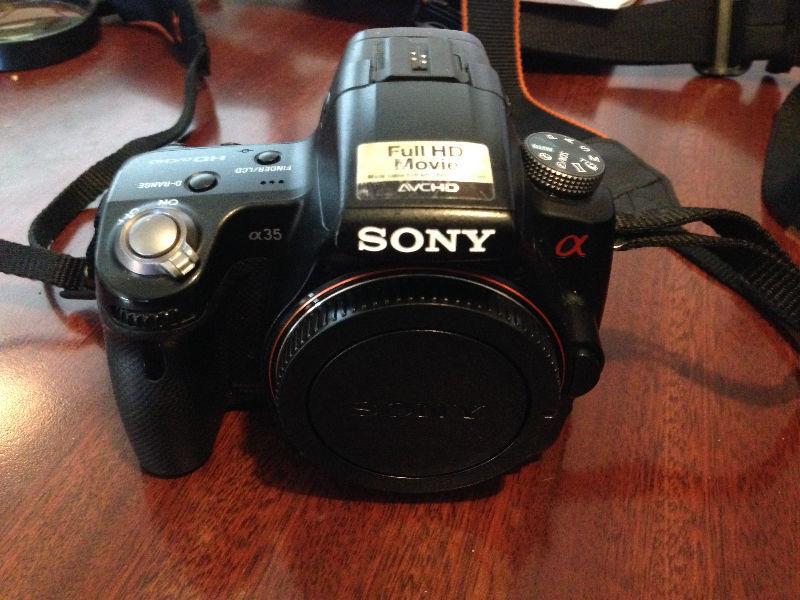 Sony Alpha A35 DSLR , Lenses, Accessories and Backpack
