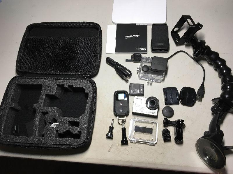Gopro Hero 3+ Black Edition, extra battery, remote, + more