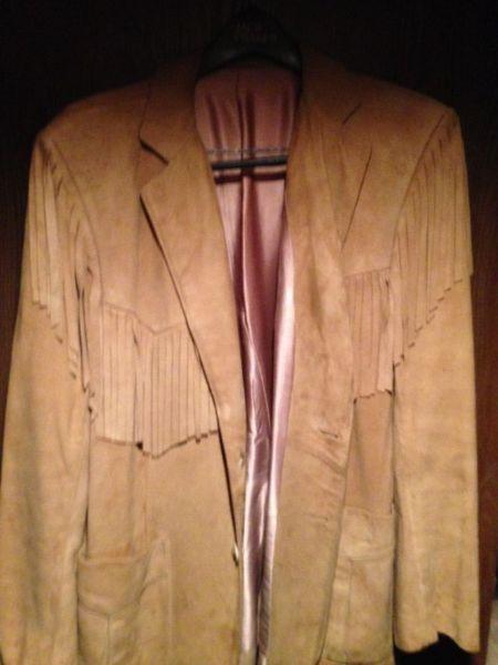 Men country& western suede jacket with fringes Size Large