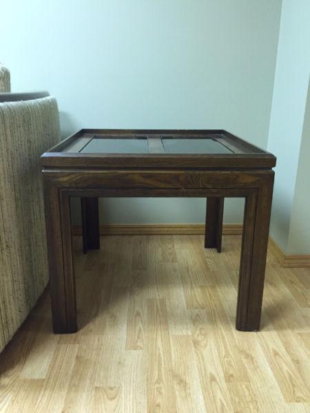 Two Dark Wood End Tables