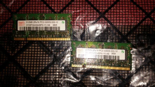 1GB PC2-5300S DDR2 Laptop RAM Dual-Channel Kit (Hynix)
