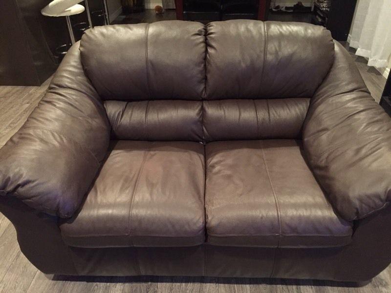 Leather couch love seat and chair